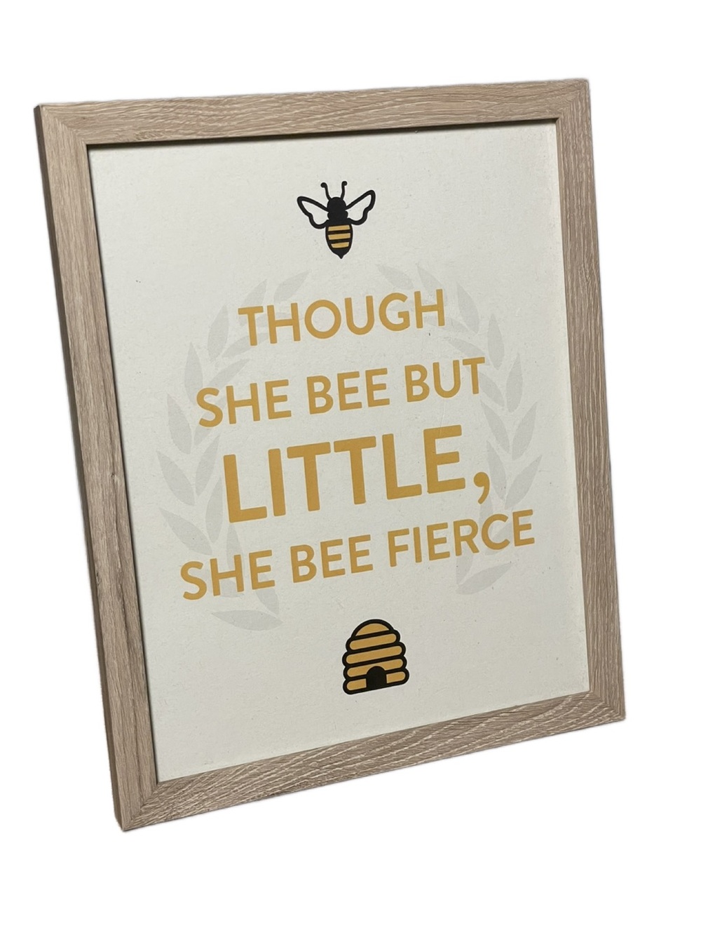 Bee Quote Framed Wall or Standing Art - Yellow & Beige & Black Back (9” x 11”)